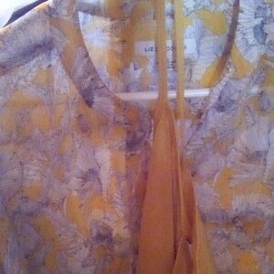 Liz Claiborne Yellow and Gray Blouse